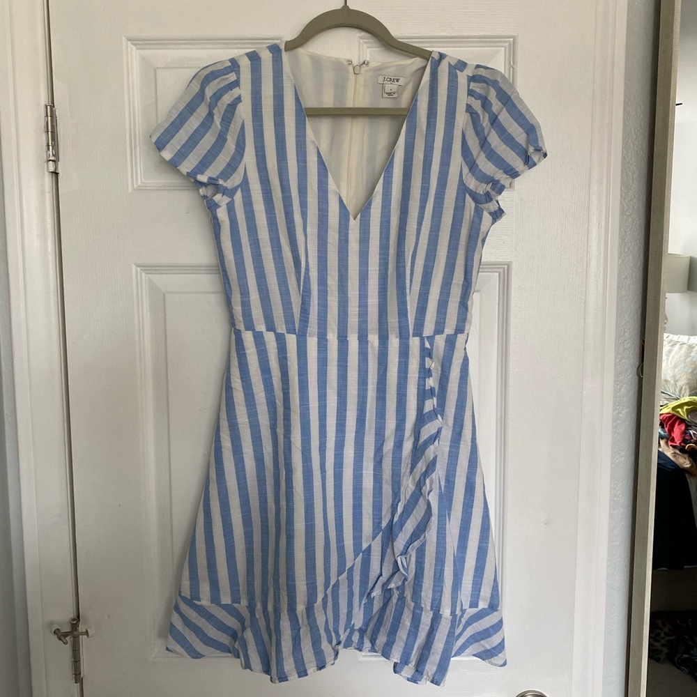 J. Crew Blue and White Striped Mini Dress